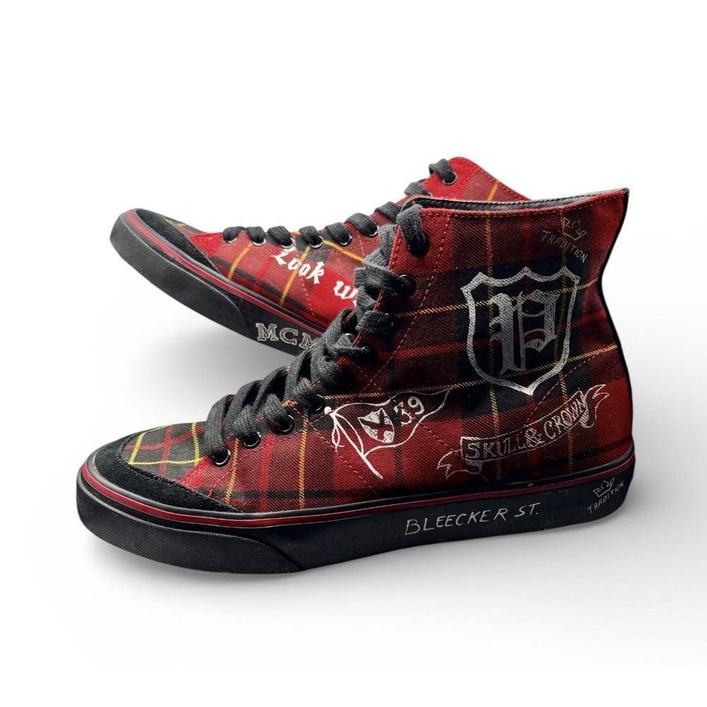 Polo Ralph Lauren Men's Solomon Tartan Plaid High Top Sneakers Size 11.5 -1362